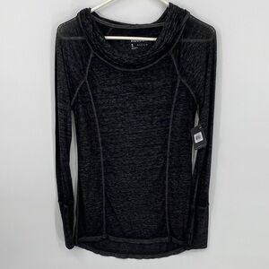 Reebok Charcoal Gray/Black Long Sleeve Lightweight Hoodie NWT Women’s Size Small